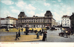 BELGIQUE - Bruxelles - Gare Du Nord - Colorisé Et Animé - Carte Postale Ancienne - Cercanías, Ferrocarril