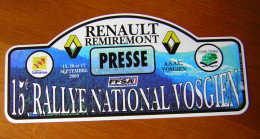 Plaque De Rallye  15 ° RALLYE NATIONAL VOSGIEN  2000   Auto - Rallyeschilder