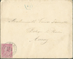 N°46 - 10 Centimes Rpse, Obl. Sc REMICOURT Sur Enveloppe Du 14 Août 1891 + Boîte Hexagonale Bleue YX Vers Amay. - TB - 1884-1891 Leopoldo II