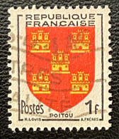 FRA0952UE - Armoiries De Provinces (VI) - Poitou - 1 F Used Stamp - 1953 - France YT 952 - 1941-66 Armoiries Et Blasons