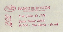 Brazil 1988 Cover Fragment Meter Stamp Slogan 200 Years Of The Bank Of Boston Animal Fauna Bald Eagle Bird Of Prey - Covers & Documents