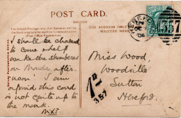 72692 - Grossbritannien - 1904 - 1/2d KEVII EF A OrtsAnsKte HEREFORD, M 1d Nachporto - Storia Postale