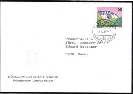 72698 - Liechtenstein - 1989 - 50Rp Berge EF A OrtsBf VADUZ - Covers & Documents