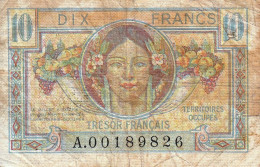 BON - BILLET - MONNAIE - TRÉSOR FRANÇAIS - 10 FRANCS - N° A 00189826 TERRITOIRES OCCUPES VENTE EN L'ETAT - 1947 Tesoro Francese