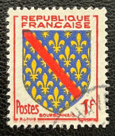 FRA1002U5 - Armoiries De Provinces (VII) - Bourbonnais - 1 F Used Stamp - 1954 - France YT 1002 - 1941-66 Armoiries Et Blasons
