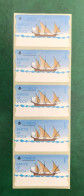 España Spain 1998, ATM ETIQUETA, BARCOS DE ÉPOCA, Tira De 5 Etiquetas Blancas / Strip Of 5, Nuevos ** - Timbres De Distributeurs [ATM]