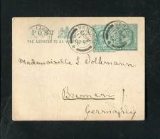 "GROSSBRITANIEN" 1902, Postkarte Mit Zusatzfrankatur Stempel "VENTNOR" Nach Bremen (2748) - Storia Postale
