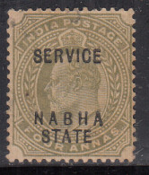 4a Claret, Used Edward Series, SGO30, Nabha State SERVICE 1903-1906, British India - Nabha