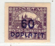 Tchécoslovaquie 1922 Mi  D 37 (Yv TT 24), (MH)* Trace De Charniere - Ungebraucht