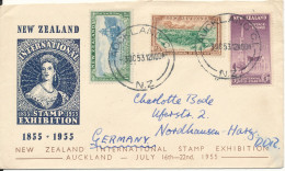 New Zealand Cover International Stamp Exhibition 1955 Sent To Germany DDR 3-10-1953 - Covers & Documents