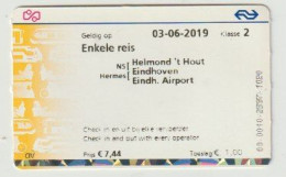 NS Nederlandse Spoorwegen Treinkaartje 2019 (NL) Helmond-eindhoven - Europe