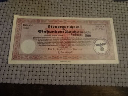 Steuergutschein I 100 Reichsmark  Januar V940 - 100 Reichsmark
