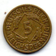 GERMANY - WEIMAR REPUBLIC, 5 Reichs Pfennig, Aluminum-Bronze, Year 1924-J, KM # 39 - 5 Renten- & 5 Reichspfennig