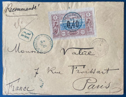 France Colonies Cotes Des Somalis Lettre Recommandée De Djibouti 12 JUIL 1899 Avec N° 22 Pour PARIS SUPERBE - Storia Postale