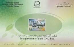 First CNG Bus QATAR 2013, Road Public Transport, Clean Energy, Motor Vehicle, Environment - New Issue Bulletin Brochure - Gas