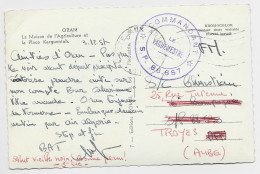 GUERRE ALGERIE CARTE MEC POSTE AUX ARMEES 1954 + CACHET VIOLET COMMANDANT SP 86657 - Oorlog In Algerije