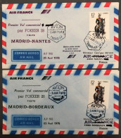 France, 2 Enveloppes Premier Vol Par FOKKER 28 Vers L'Espagne 3.4.1978 - (B1421) - Eerste Vluchten