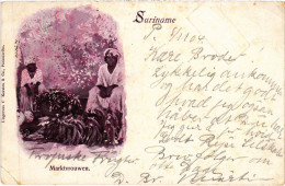 PC SURINAME PARAMARIBO, MARKTVROUWEN, VINTAGE POSTCARD (b406) - Suriname