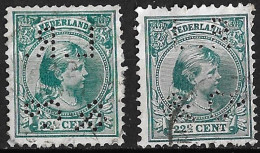 Perfin L.R. & Co In 1891 Prinses Wilhelmina 22½ Cent Donkergroen NVPH 41 (2 Richtingen) - Gezähnt (perforiert)