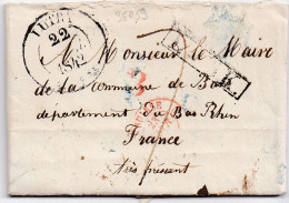 35059# LETTRE Obl LUTRY 22 Février 1842 Pour BARR BAS RHIN ALSACE MARQUES D'ECHANGE Via BESANCON DOUBS STRASBOURG - ...-1845 Préphilatélie