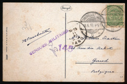 C.P. 19  CACHET LUXEMBOURG GARE / GAND  - CENSURE 145   TO GAND     2 SCANS - 1907-24 Scudetto