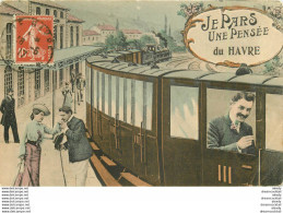 (XX) Carte Montage Gare Train Locomotive Voyageuse Voyageur. Je Pars De LE HAVRE 76 En 1917 - Station