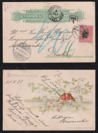 Brazil Brasil 1899 Picture Postcard MADRUGADA 100R Perf. 8,5 SOROCABA X DRESDEN Postage Due - Covers & Documents