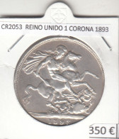 CR2053 MONEDA REINO UNIDO 1 CORONA 1893 PLATA - M. 1 Crown