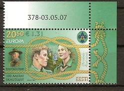 ESTONIA/ ESTONIE/ ESTLAND -EUROPA  2007-" A CENTENARY SCOUT -EUROPA-CEPT"- SERIE 1 V. - 2007