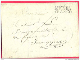 _Cn954: MENEN / FRANCO (= Type 10) > Jemappes. ...+ Binnen: Stempel REGENCE DE MENIN  23 Décembre 1822 - 1815-1830 (Période Hollandaise)