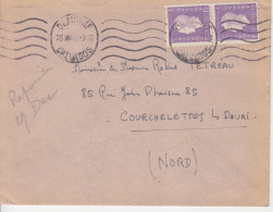 Lettre Obl. Krag Deauville Le 28 XII 45 Sur 1f Dulac X 2 N° 689 (Tarif Du 1° Mars 45) Pour Courchelettes Les Douai - 1944-45 Marianne Of Dulac