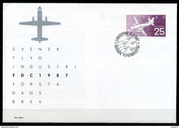 F0767)Schweden FDC 1427 Flugzeug - Briefe U. Dokumente