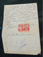 COPIA MARCHE DA BOLLO UNITE COMMITTENTE E VETTORE LIRE 1 REGNO D'ITALIA 1945 SU DOCUMENTO - Revenue Stamps