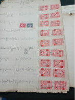 17 COPPIE MARCHE DA BOLLO UNITE COMMITTENTE E VETTORE LIRE 1 REGNO D'ITALIA 1945 SU DOCUMENTO - Revenue Stamps