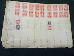 17 COPPIE MARCHE DA BOLLO UNITE COMMITTENTE E VETTORE LIRE 1 REGNO D'ITALIA 1945 SU DOCUMENTO - Revenue Stamps