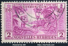 TIMBRE NOUVELLES HEBRIDES 2F LILAS N° 184 OBLITERATION LEGERE - A VOIR - Used Stamps