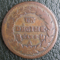 Un Decime L’An 8 A Paris, En Bronze, Gad # 187a. 32 Mm 19,3 G - 1 Décime