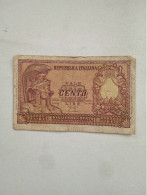100 LIRE ITALIA ELMATA 31/12/1951 SERIE 1270 CAVALLARO/BOLAFFI ORIGINALE 100% - LEGGI - 100 Liras