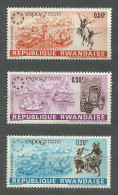 Rwanda, 1967 (#232-34a), World Exhibition EXPO '67, Montreal, Canada, Dance, Expositions, Architecture - 3v - 1967 – Montréal (Canada)