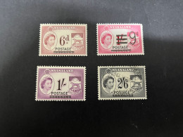 3-12-2023 (stamp) Nyasiland = 4 Stamps (3 Mint + 1 Used) - Nyasaland (1907-1953)