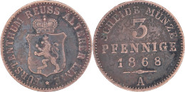 ALLEMAGNE - PRUSSE - 1868 - 3 Pfenninge - Guillaume I - Berlin (A) - 17-115 - Taler & Doppeltaler