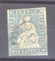 0ch  1821  -  Suisse  :  Yv  27c  (o)   ,  Papier Mince ,  Fil Rouge - Oblitérés