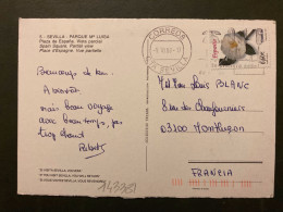 CP Pour La FRANCE TP FLEUR CAMELIA 0,60E OBL.MEC.9 10 08 CTA SEVILLA - Storia Postale