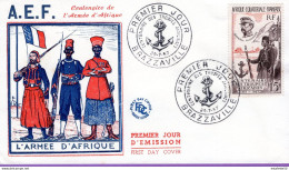 France, AEF ;FDC 1er Jour; 1957 ," Centenaire De L'armée D'Afrique " Brazzaville - FDC