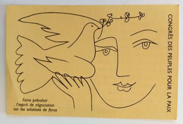 Carte Originale Illustrée Par Pablo Picasso Pour Le Congrès Des Peuples Pour La Paix 1952 Colombe - Picasso