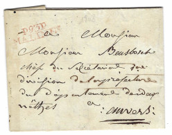 1808 - Lettre De P.93.P. / MALINES  ( Les Deux Nethes ) 33 Mm Rouge Pour Anvers - 1794-1814 (Periodo Frances)