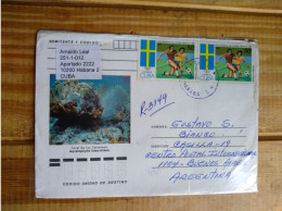 Brasil Winner Football Cup Sweden 1958*2.cover Cuba To Argentina+5*peace In Space.r Letter Coral Illustra.e7 Reg Post Co - 1958 – Sweden