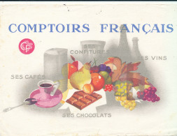 BU 2777   BUVARD -    COMPTOURS FRANCAIS CONFITURES CAFES  VINS  CHOCOLATS  ( 20,50 Cm X 15,00 Cm) - Café & Thé