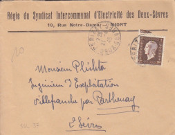 Lettre à Entête "Syndicat D'Electric" Obl. Cerizay Le 21/4/45 Sur 2f00 Dulac N° 692 (Tarif Du 1° Mars 45) Pour Parthenay - 1944-45 Marianne Of Dulac