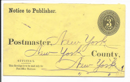 USA DU 28 IIIa -  3 Ct Ziffer Dienst-Umschlag Postmasterin New York 1879 Bedarfsverwendet - ...-1900